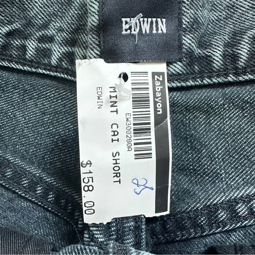 NWT EDWIN cai Anthropologie cut off denim shorts distressed mint black green 25